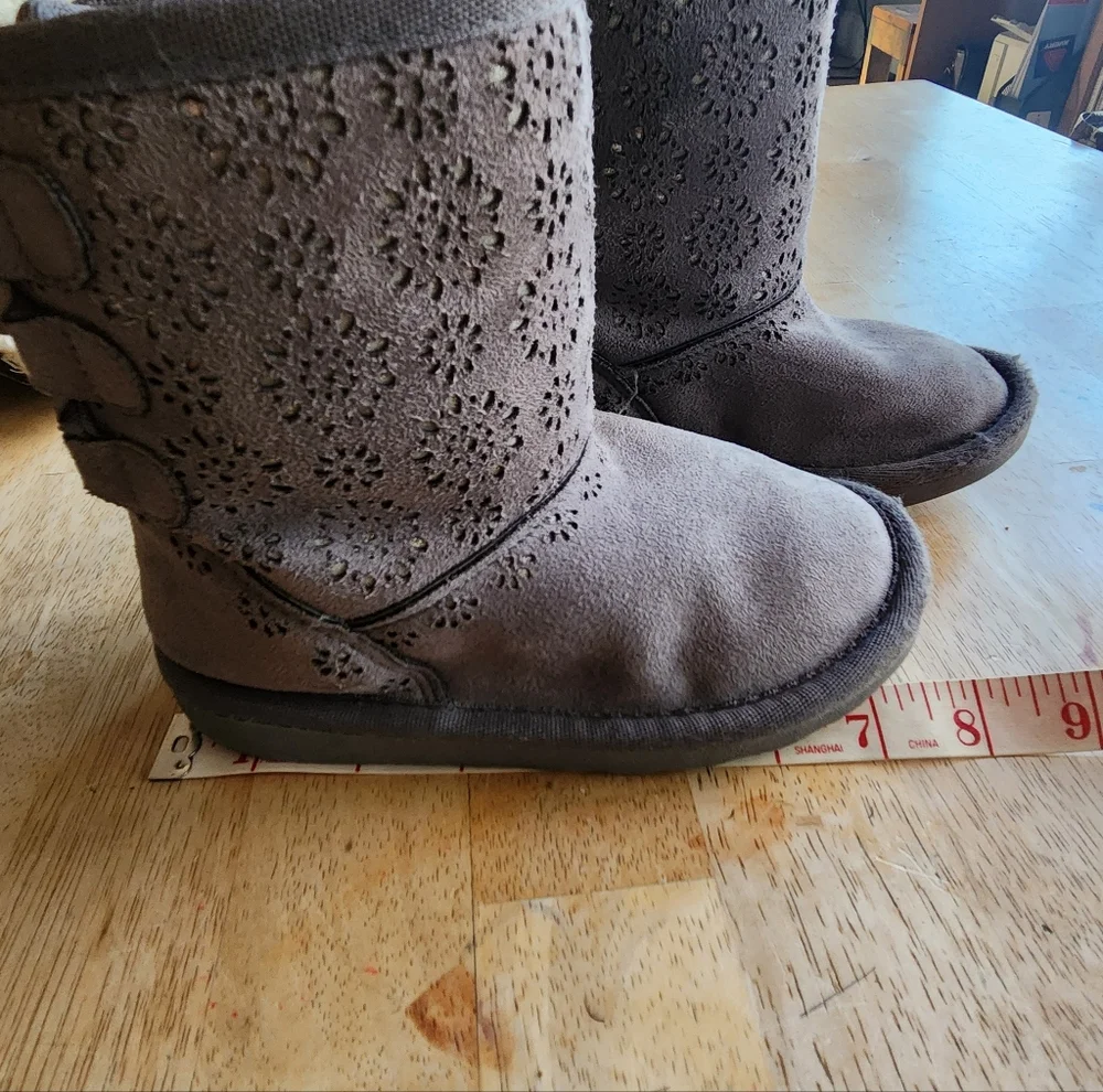 Rampage Lil Nicole Slip On Boots Slip On Gray Faux Fur Lined Size Toddler 10